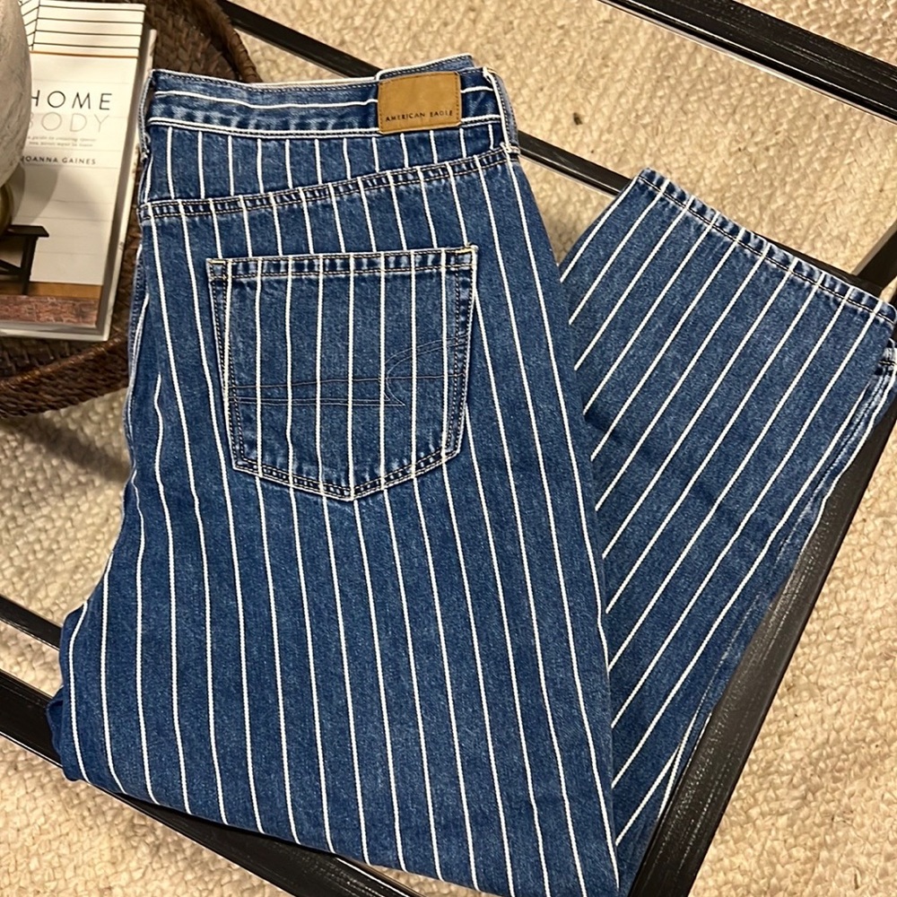 American Eagle striped mom jeans